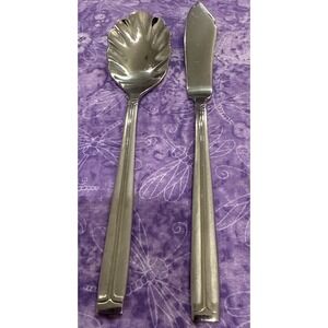 Wallace WAS244 Stainless Steel Flatware Sugar Spoon Butter Knife Set Of 2